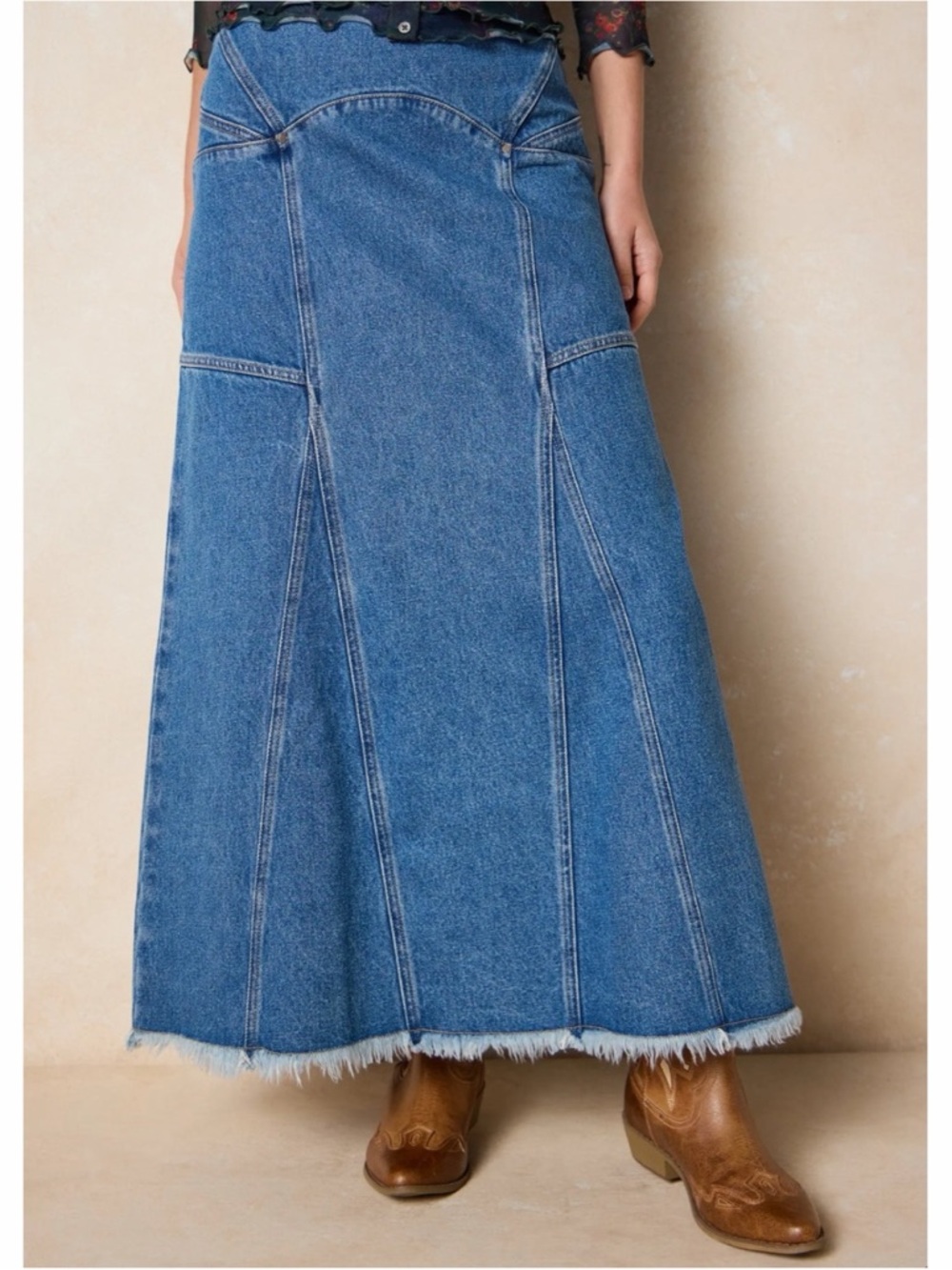 NEW Natural Life Skirt Womens 16 Blue Maxi Western Bohemian Lagenlook Festival